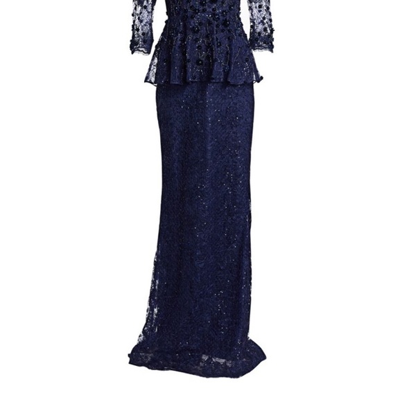 Teri Jon by Rickie Freeman Embellished Lace Gown